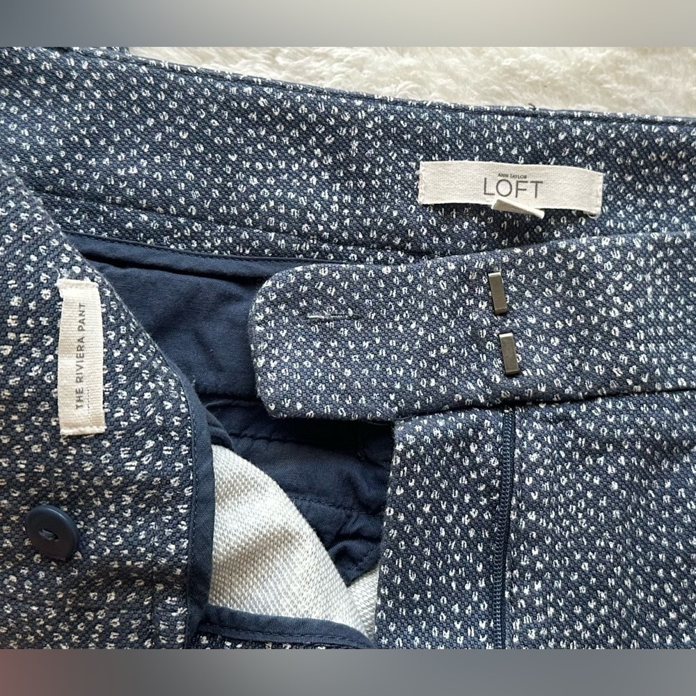 LOFT  Riviera Cropped Blue Polka Dot Pants - Picture 5 of 7